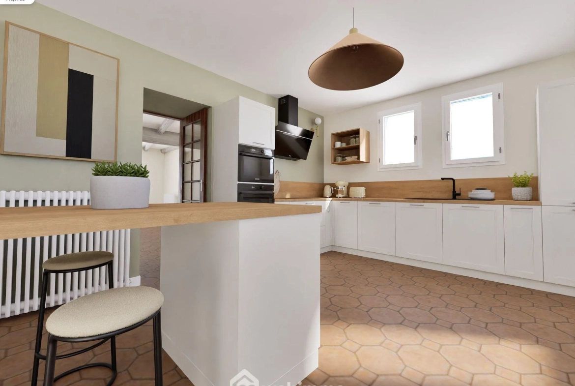 Maison en pierre avec extension à Colombiers - 107 m², 3 chambres, garage, terrain boisé 
