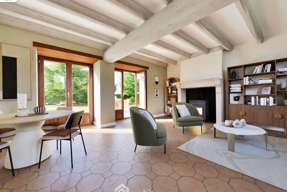 Maison en pierre avec extension à Colombiers - 107 m², 3 chambres, garage, terrain boisé 