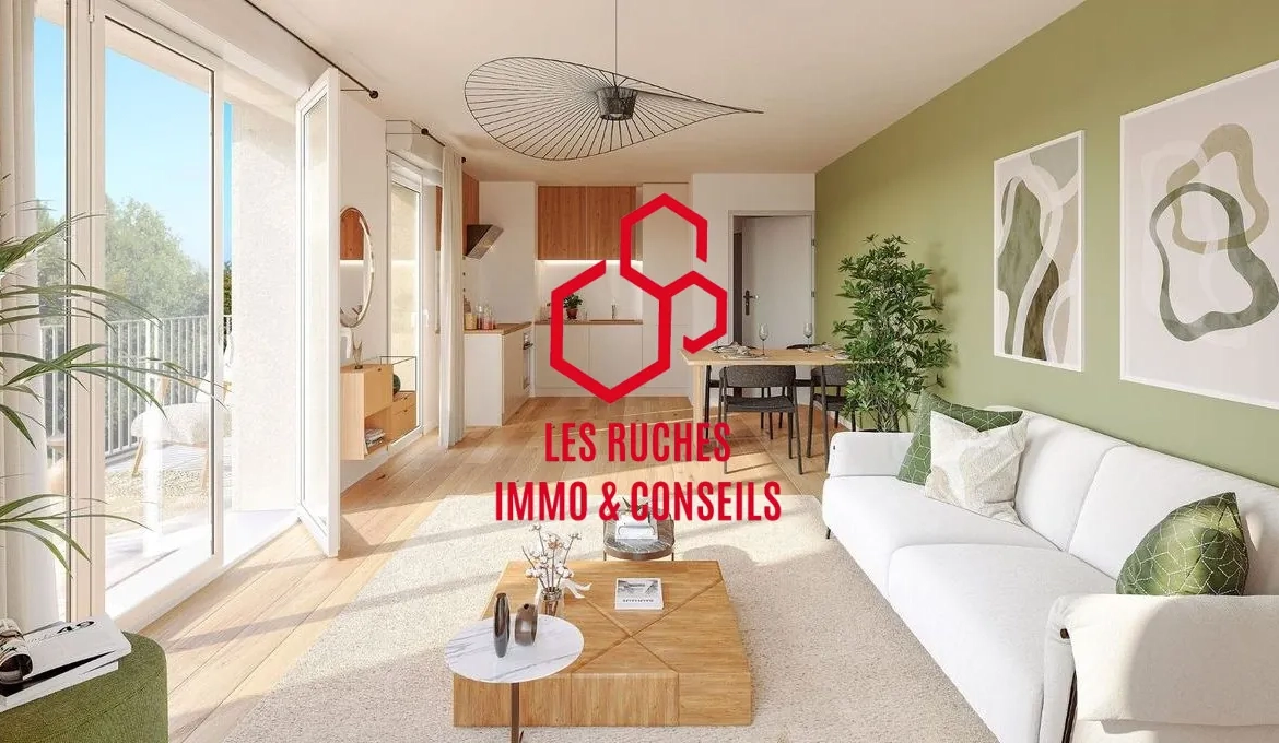 Appartement T2 neuf à vendre à Jouy-le-Moutier, 37,82 m² avec balcon 