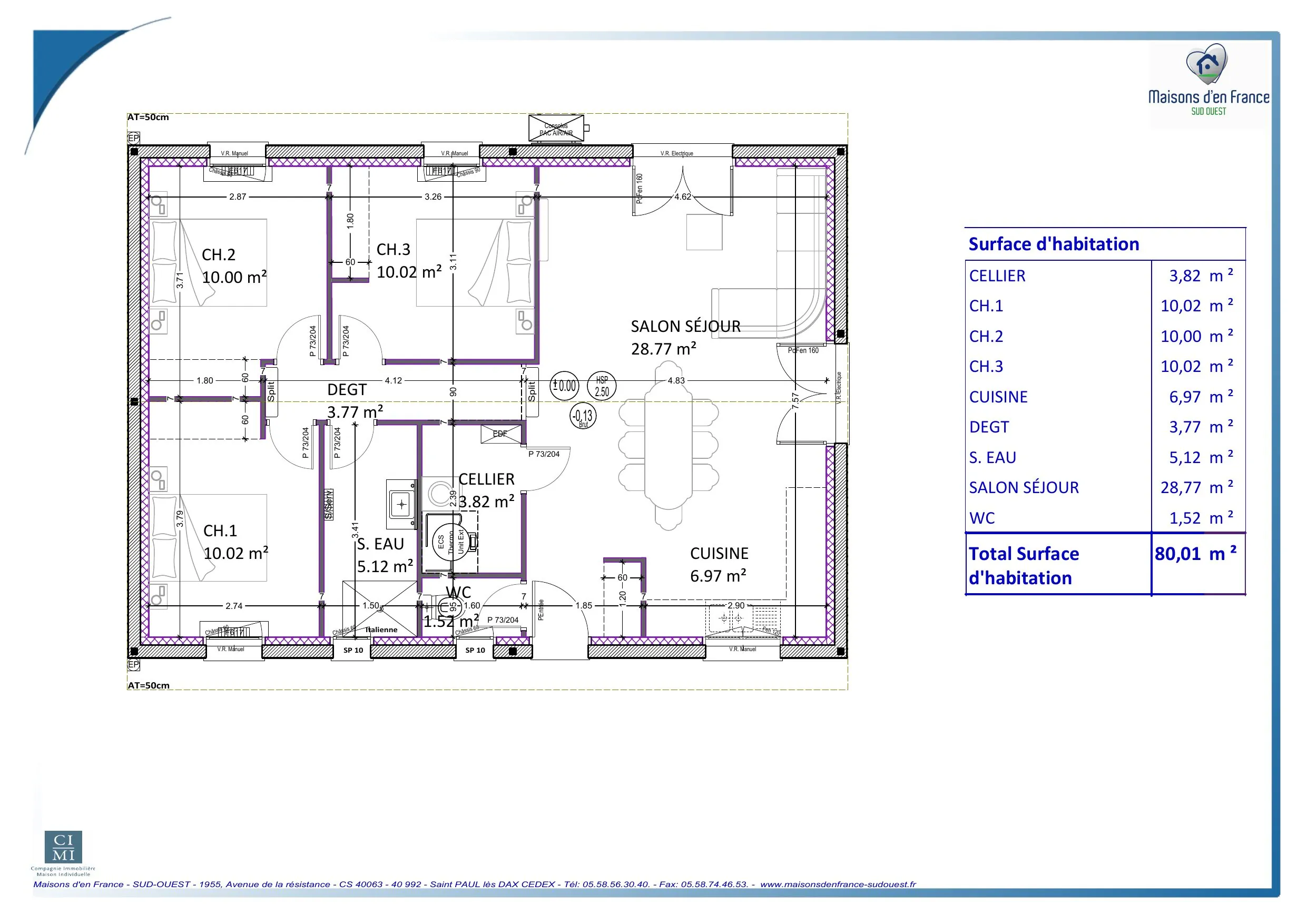 Maison neuve 3 chambres 80 m² proche d’un lac à Labouheyre 