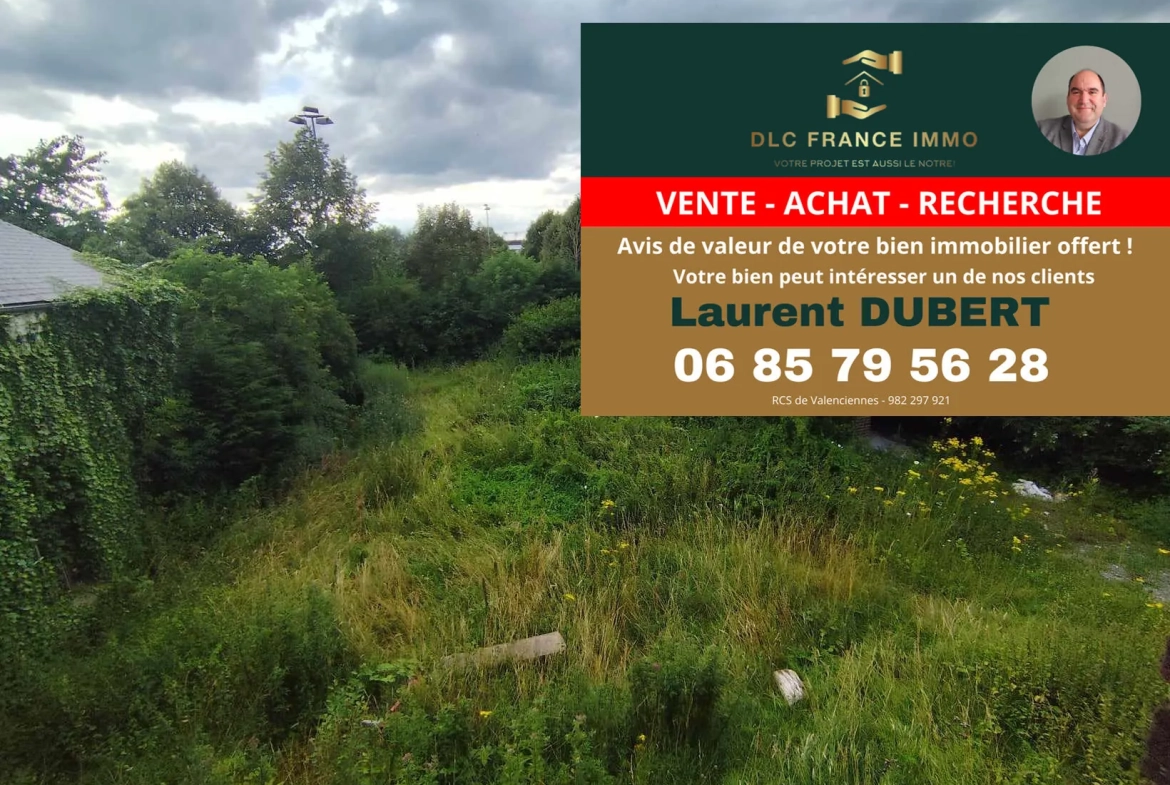 Terrain constructible de 790 m² à vendre à Aulnoye-Aymeries, idéal pour Tiny-house ou maison traditionnelle 