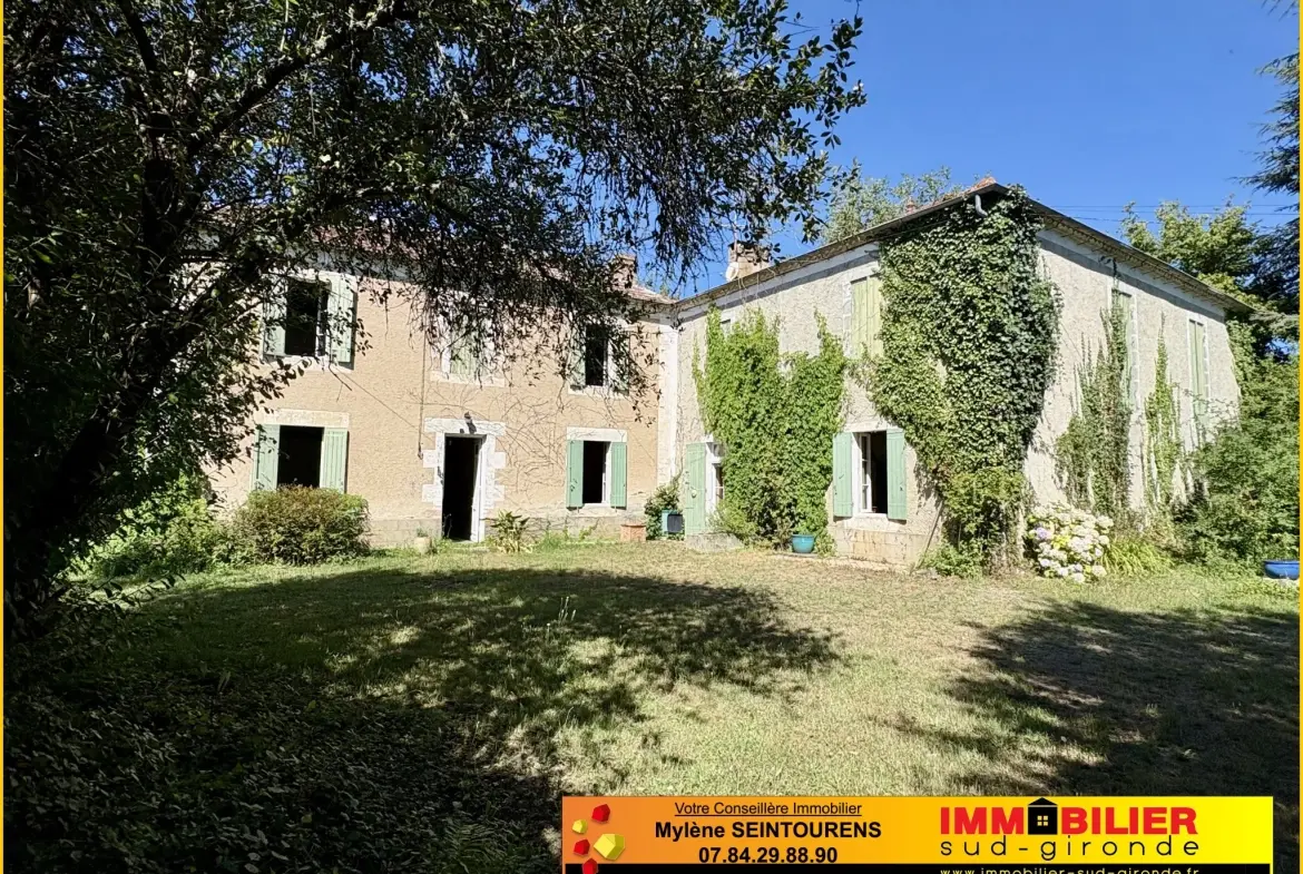 Charmante maison en pierre avec dépendance à Aillas, proche La Réole 