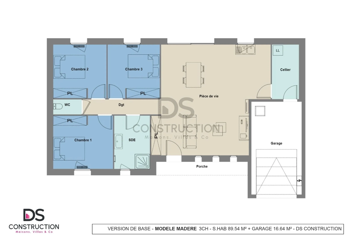 Maison neuve de 89 m² avec 3 chambres à Iteuil, moderne et fonctionnelle 