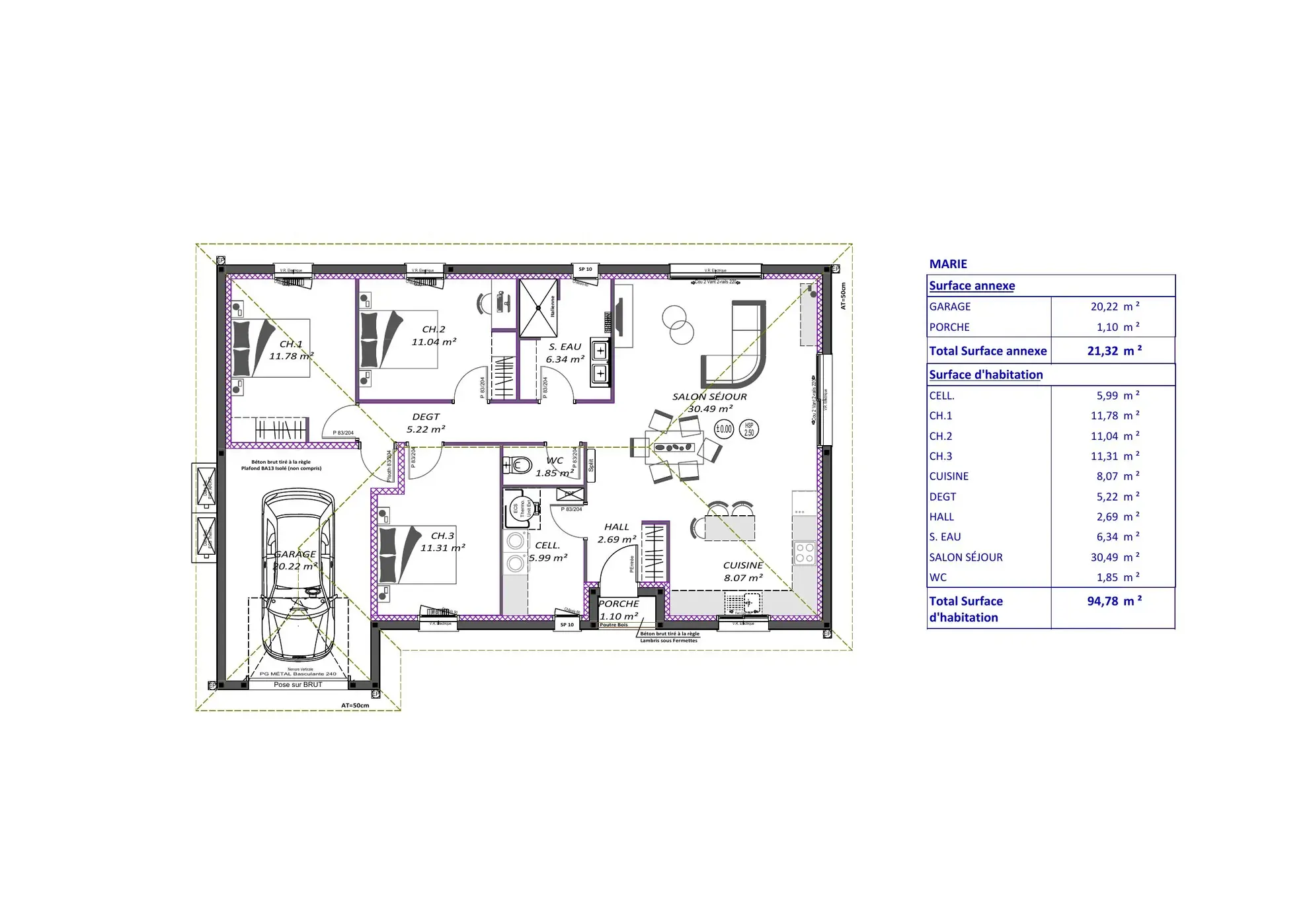 Maison neuve 3 chambres de 95 m² à Ychoux - Projet sur-mesure 