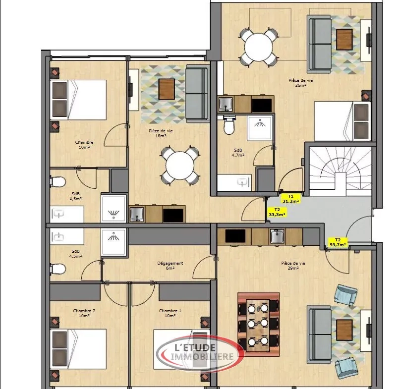 Appartement T1 rénové à Sautron avec 2 places de parking, disponibilité juillet 2025 