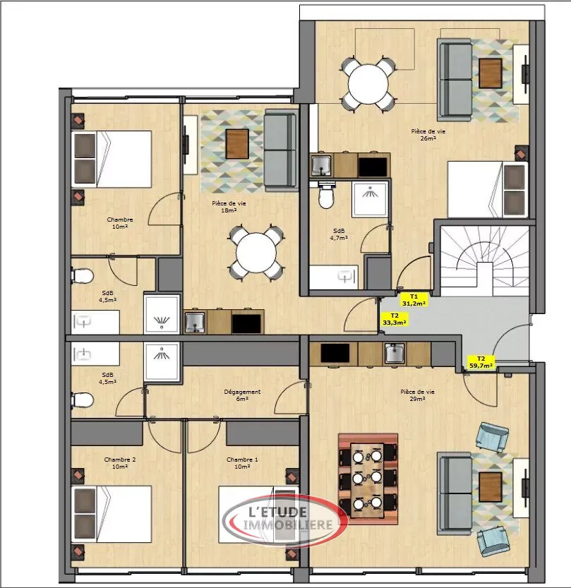 Appartement T1 rénové à Sautron avec 2 places de parking, disponibilité juillet 2025 