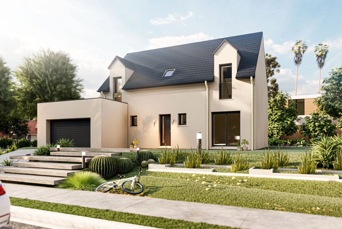 Achat maison avec terrain à Houdan - 3 chambres, garage, terrasse et options écologiques 
