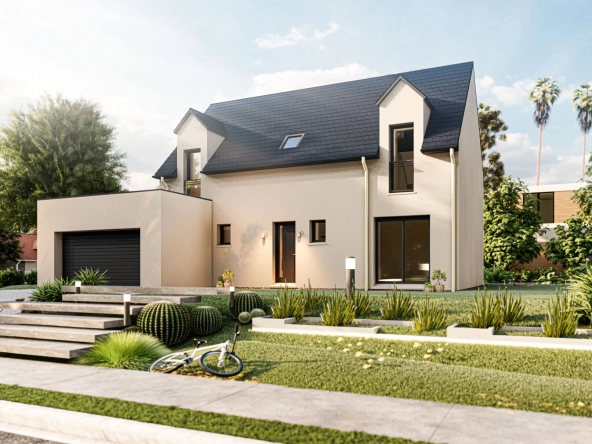 Achat maison avec terrain à Houdan - 3 chambres, garage, terrasse et options écologiques