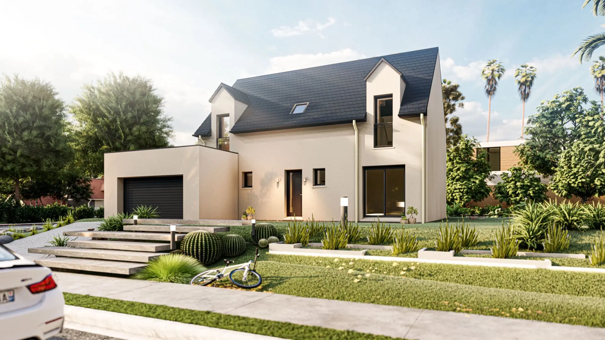 Achat maison avec terrain à Houdan - 3 chambres, garage, terrasse et options écologiques 