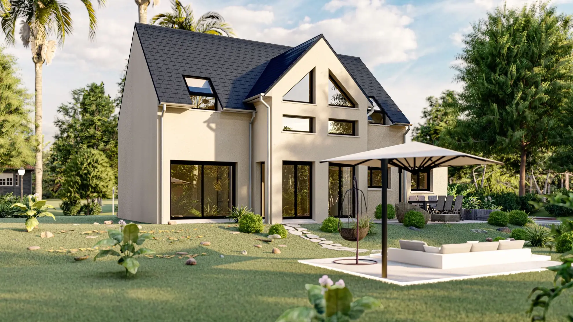 Achat maison avec terrain à Houdan - 3 chambres, garage, terrasse et options écologiques 