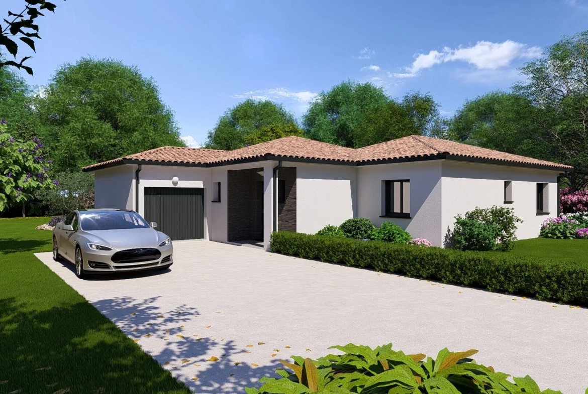 Construction de maison neuve T4 de 90 m² à Fronton sur terrain de 500 m² 