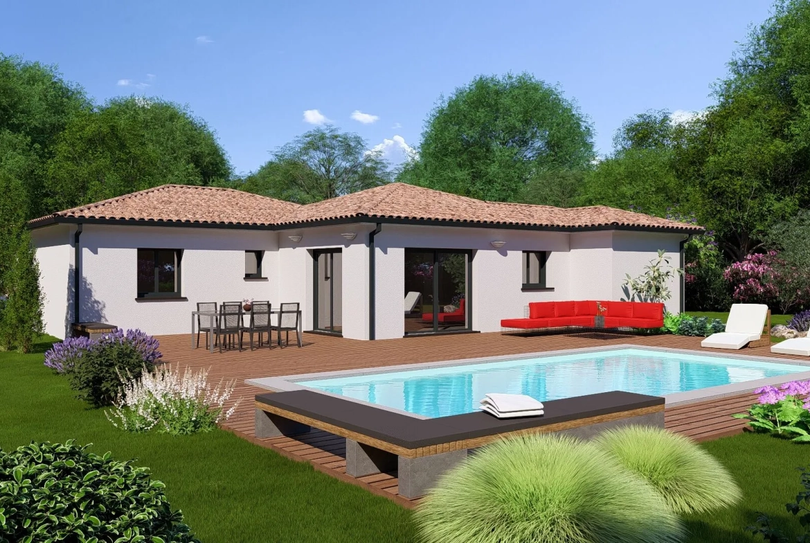Construction de maison neuve T4 de 90 m² à Fronton sur terrain de 500 m² 
