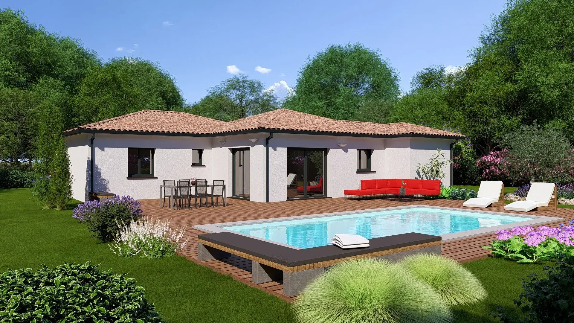 Construction de maison neuve T4 de 90 m² à Fronton sur terrain de 500 m² 