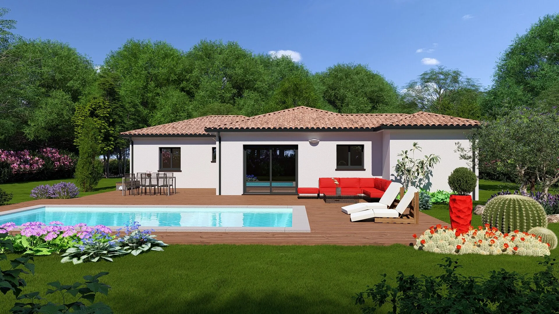 Construction de maison neuve T4 de 90 m² à Fronton sur terrain de 500 m² 