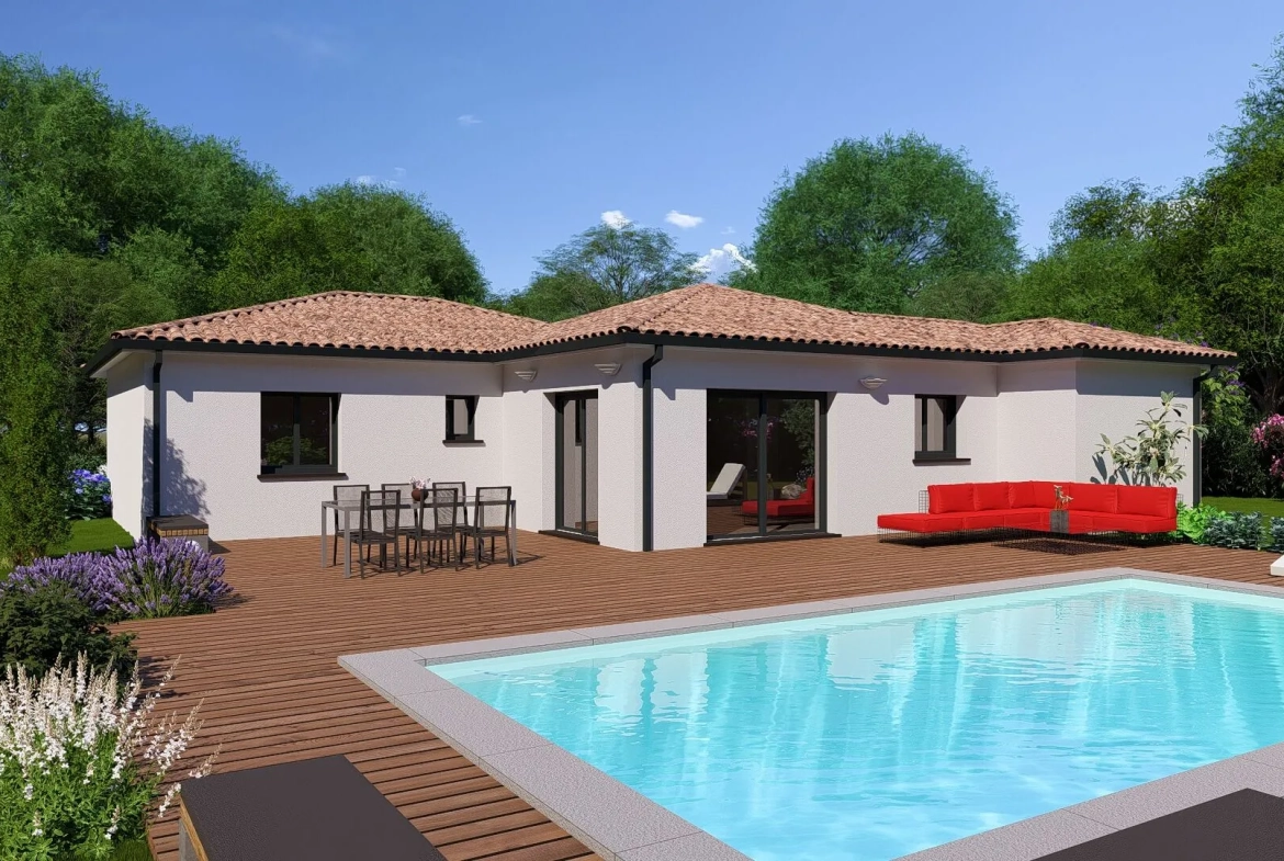 Construction de maison neuve T4 de 90 m² à Fronton sur terrain de 500 m² 