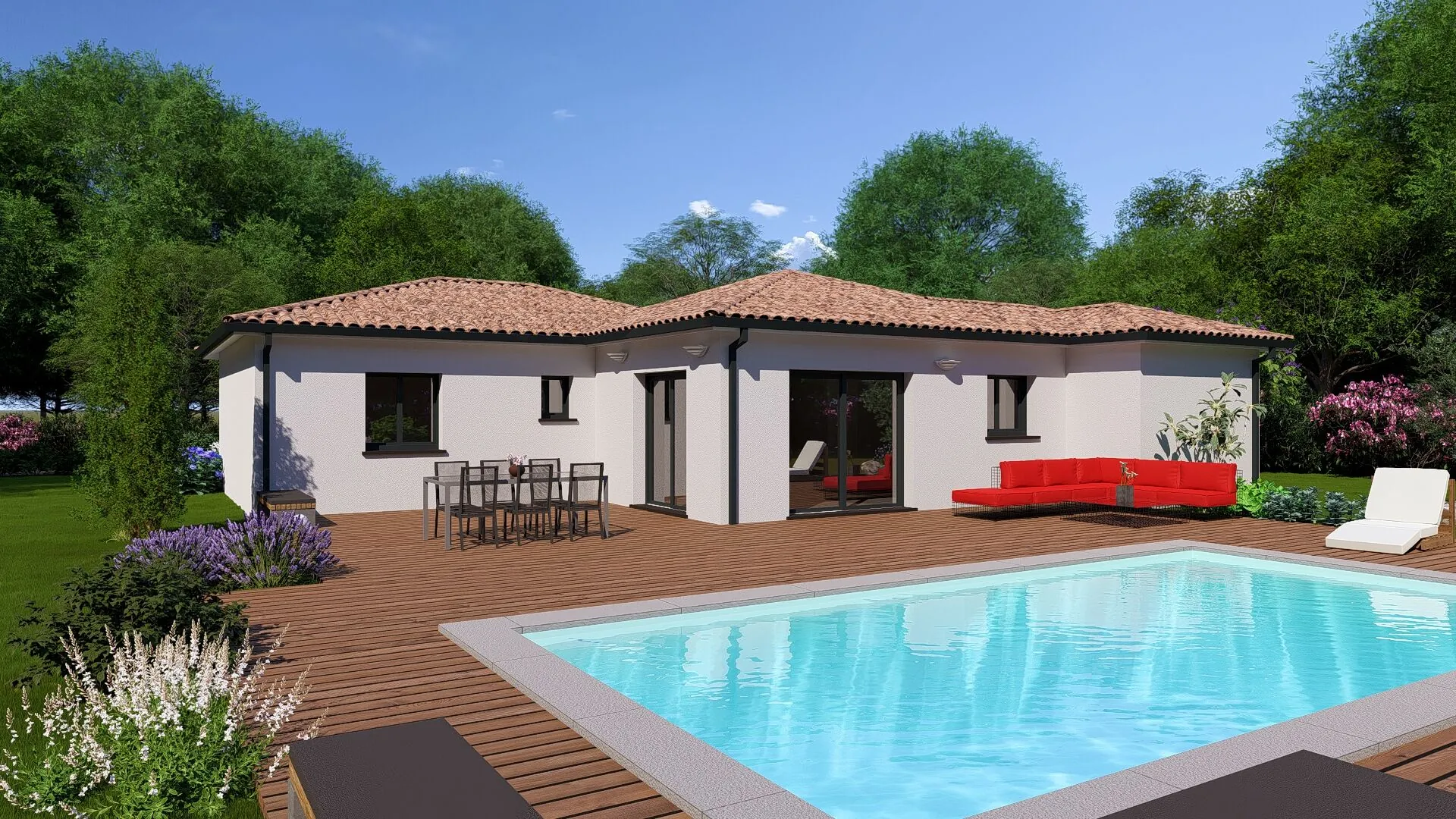 Construction de maison neuve T4 de 90 m² à Fronton sur terrain de 500 m² 