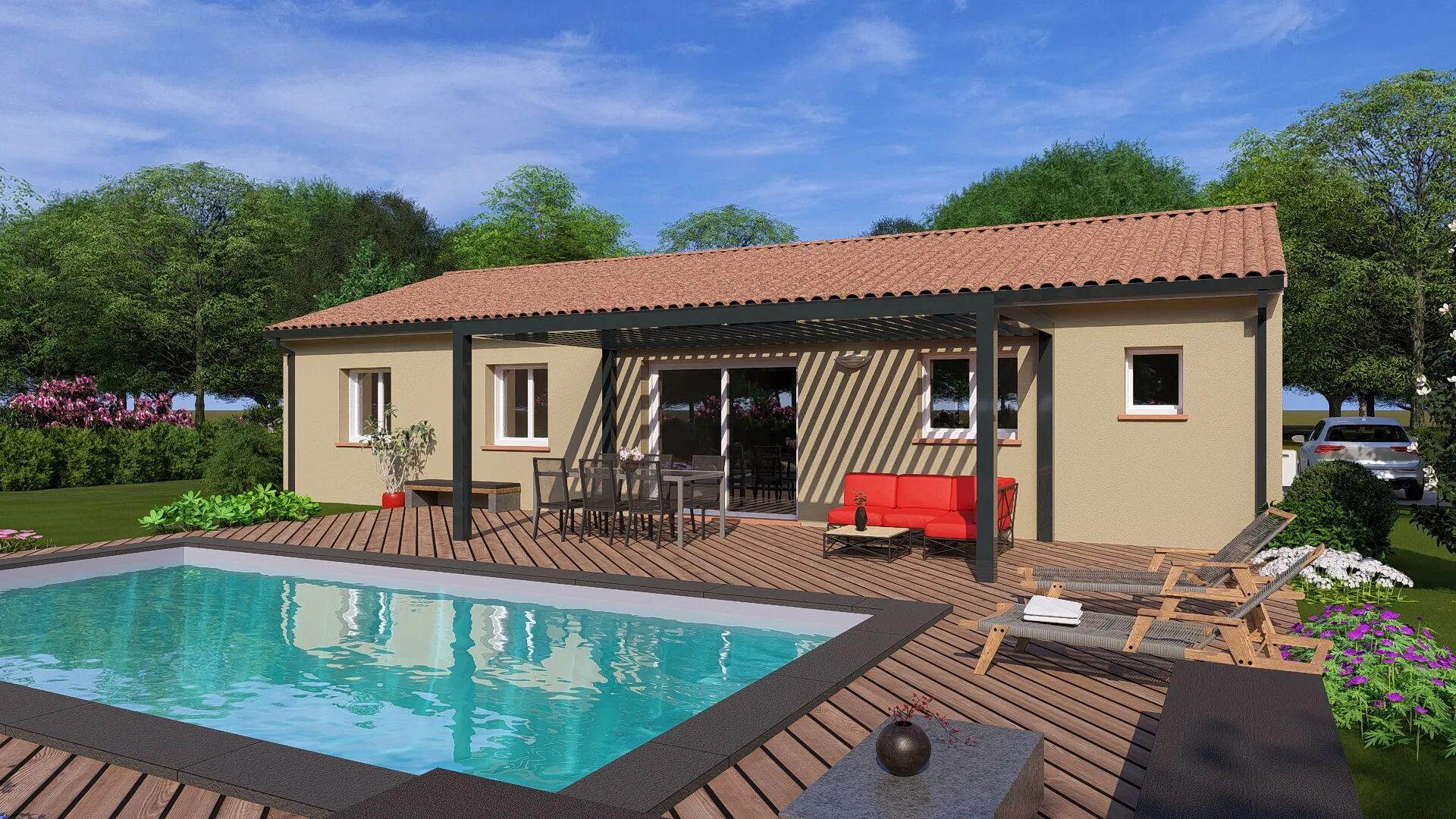Projet de maison neuve T4 personnalisable à Montpitol avec garage et terrasse 