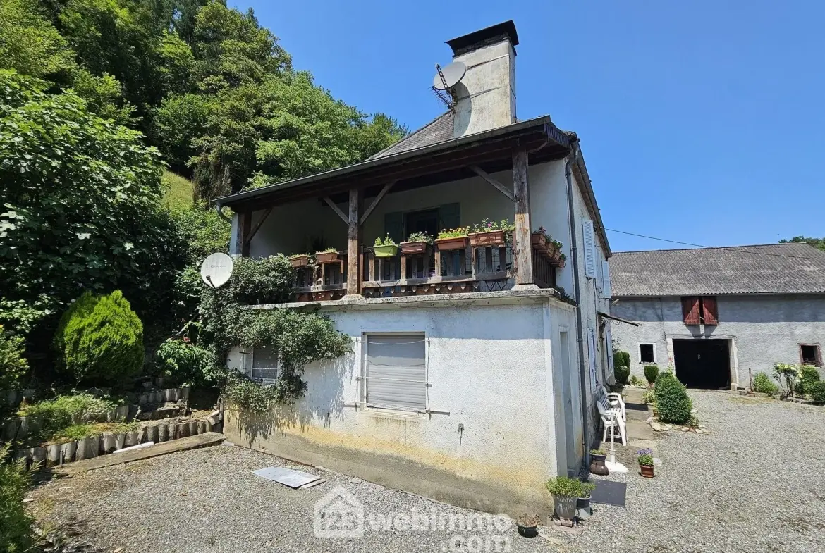 Maison à rénover avec grand terrain à Louvie-Juzon, proche des montagnes 