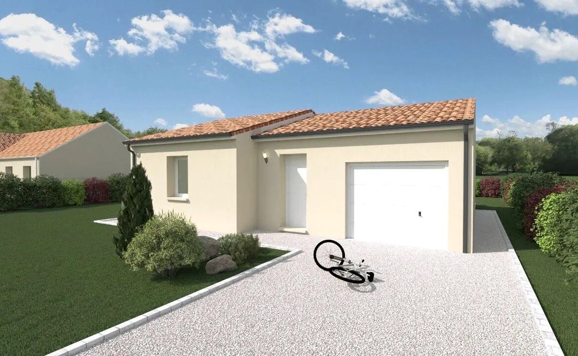 Maison neuve compacte de 63 m² à Scorbe-Clairvaux avec 2 chambres et garage 