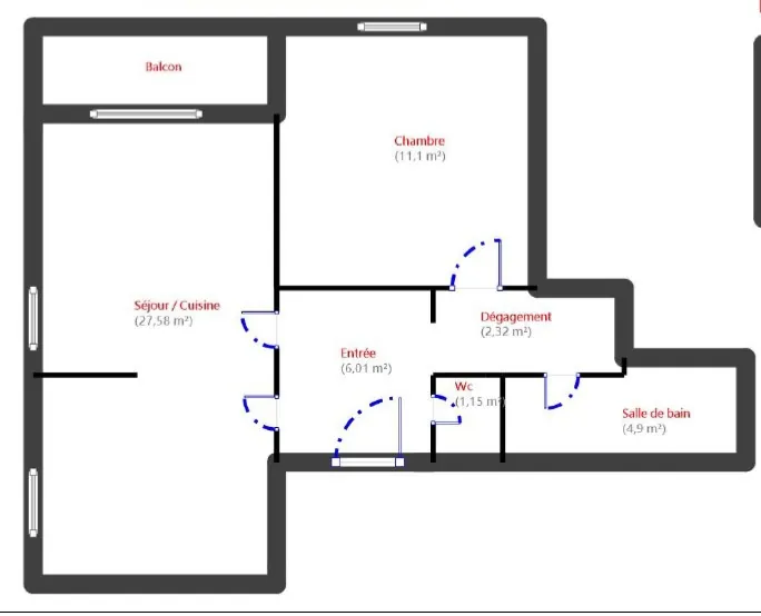 Appartement T2 de 54 m² à vendre à Andresy avec balcon et garage 