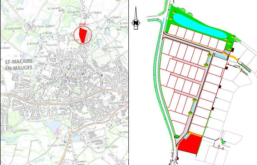 Terrain constructible de 1194 m² à Saint Macaire en Mauges, proche Nantes et Cholet 