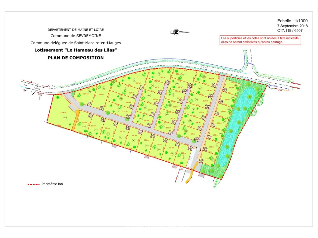 Terrain constructible de 1194 m² à Saint Macaire en Mauges, proche Nantes et Cholet 