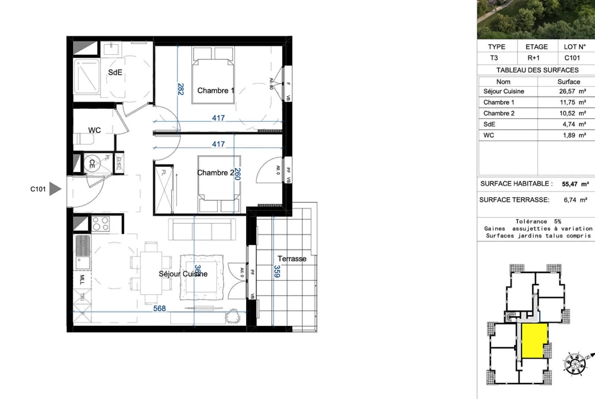 Appartement neuf T2 et T3 à Sainte Maxime en VEFA avec terrasse et parking privé 