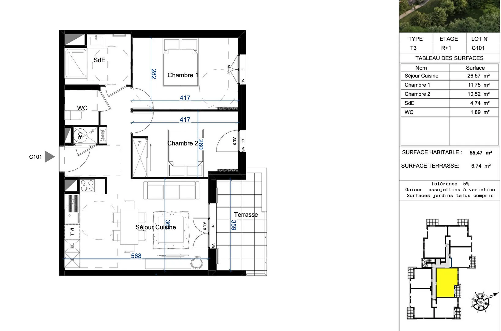 Appartement neuf T2 et T3 à Sainte Maxime en VEFA avec terrasse et parking privé 