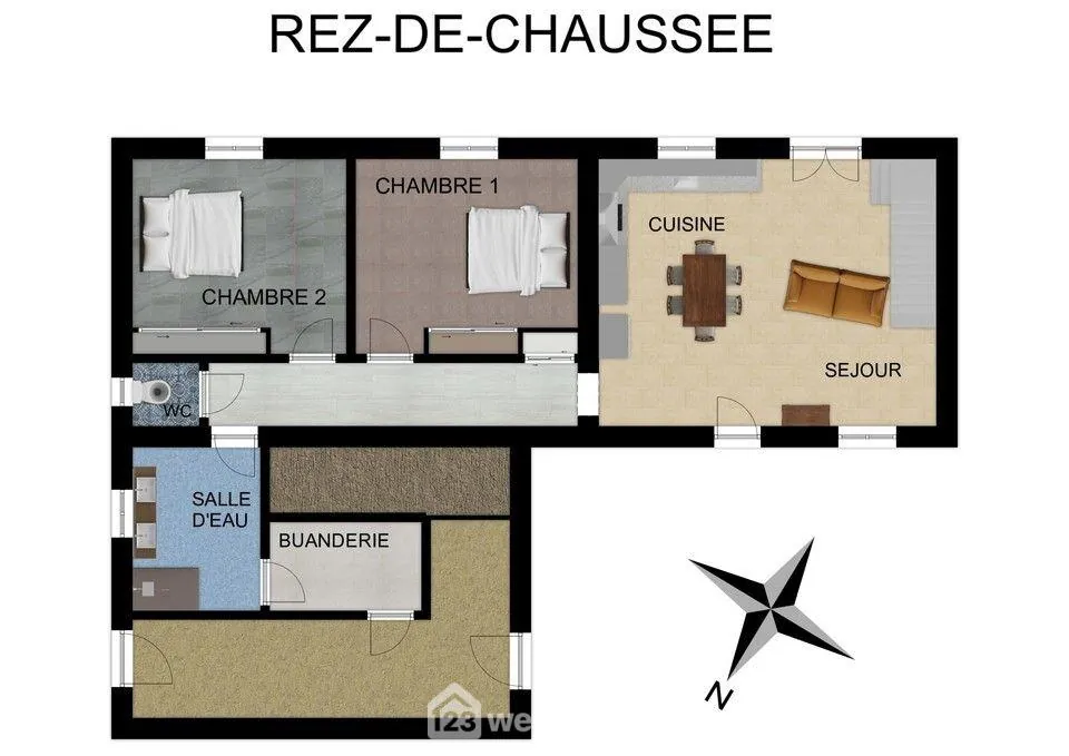 Maison de plain-pied 98 m² avec dépendances à Braye-sous-Faye 