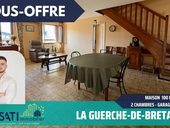 A Vendre Maison 100m² avec 2 Chambres et Garage-Hangar à La Guerche-de-Bretagne