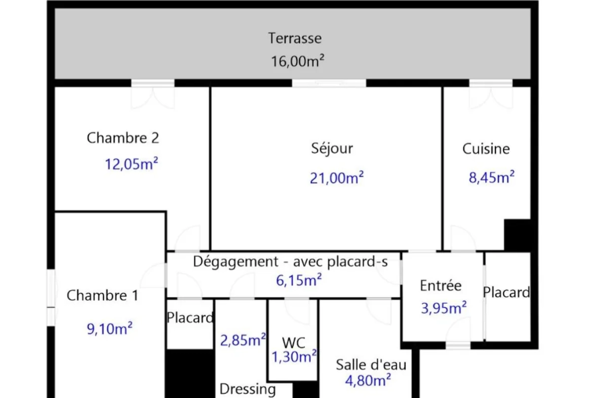 Bel appartement de 69m² avec terrasse à Marseille dans résidence calme 