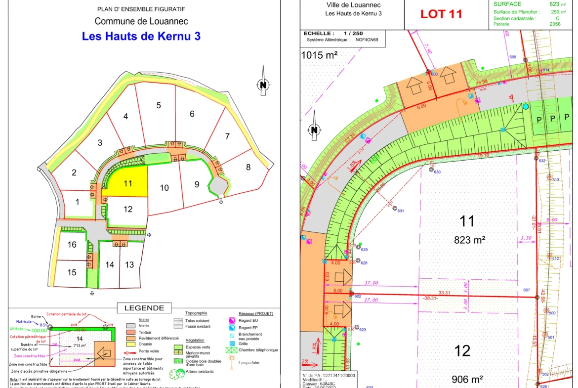 Terrain à bâtir de 823m² avec vue mer à Louannec 