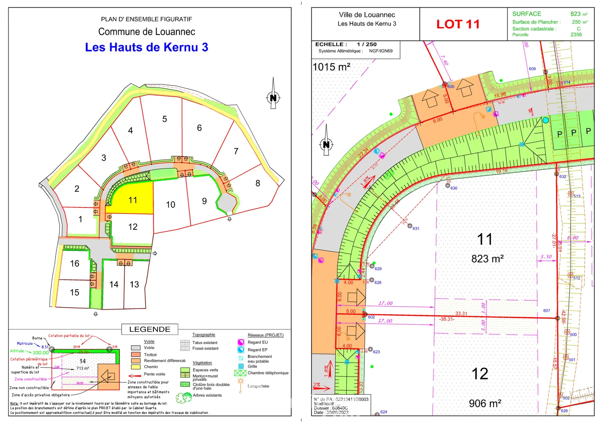 Terrain à bâtir de 823m² avec vue mer à Louannec 