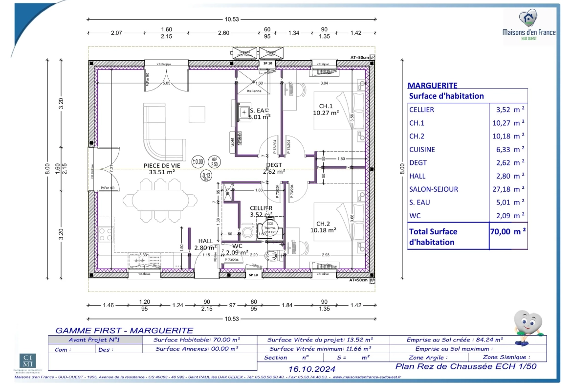 Maison neuve de 70 m² avec terrain à Vielle-Saint-Girons, proche plages 