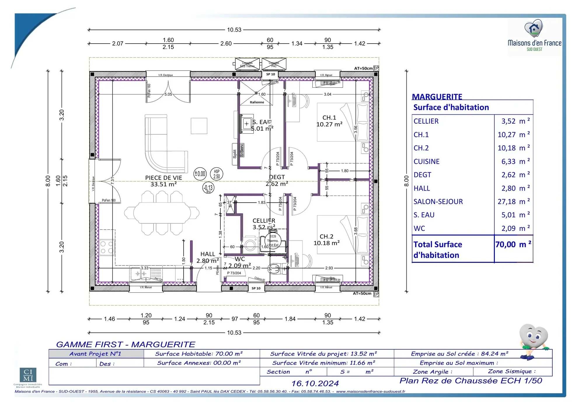 Maison neuve de 70 m² avec terrain à Vielle-Saint-Girons, proche plages 