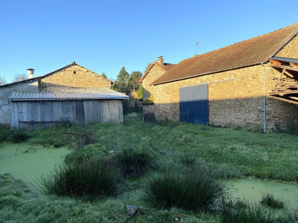 Ensemble immobilier en pierre à rénover avec maison, granges, terrain à Neuvic-Entier (87) 