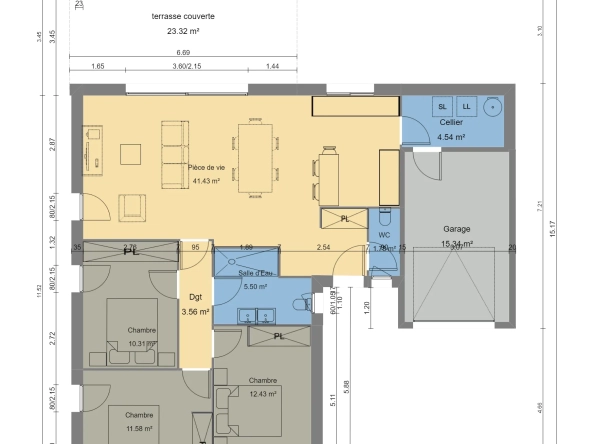 Maison neuve de 91 m² à Dax avec terrasse et terrain piscinable