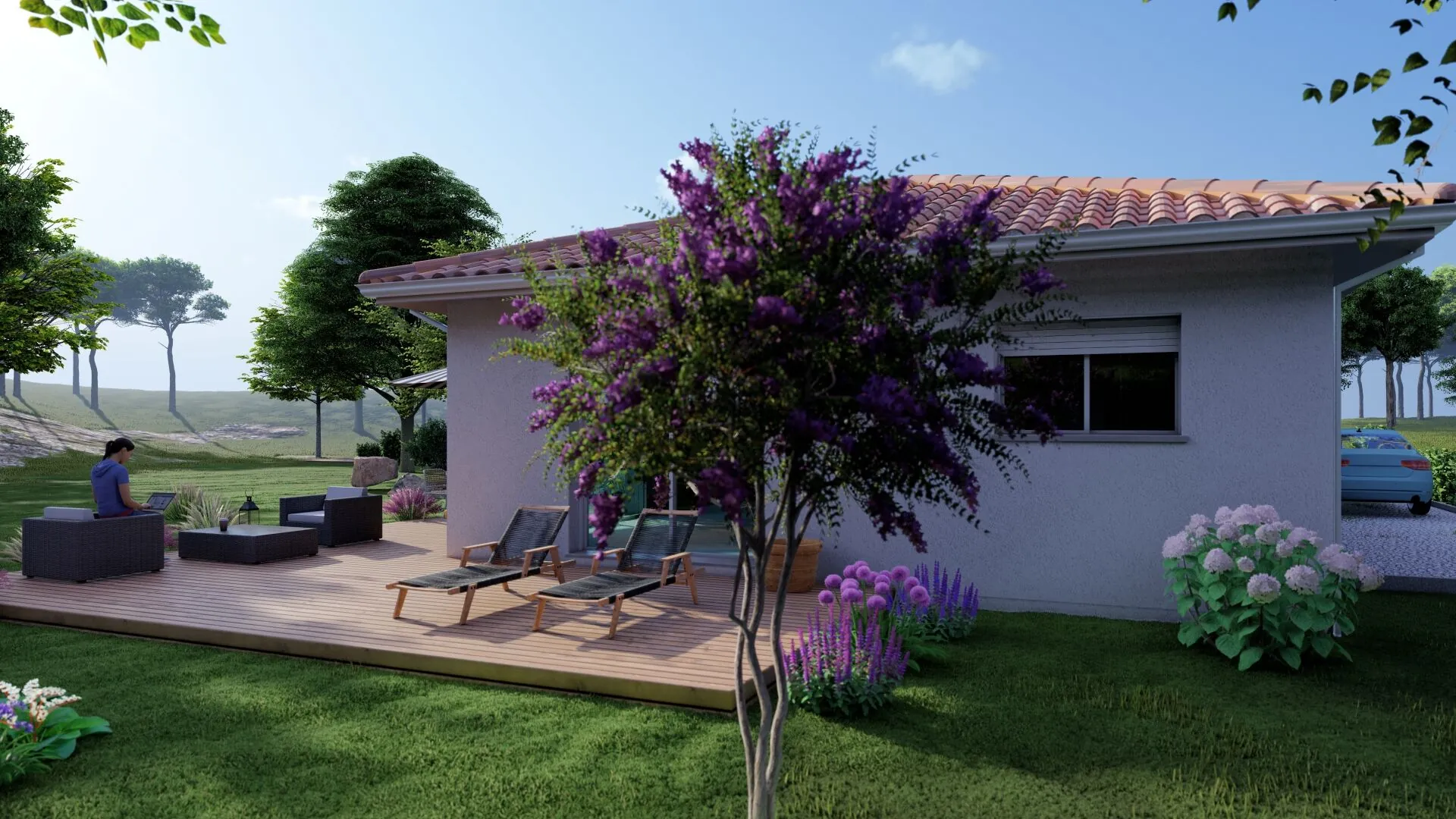 Maison neuve à vendre à Mezos avec 3 chambres et terrain de 964 m² 