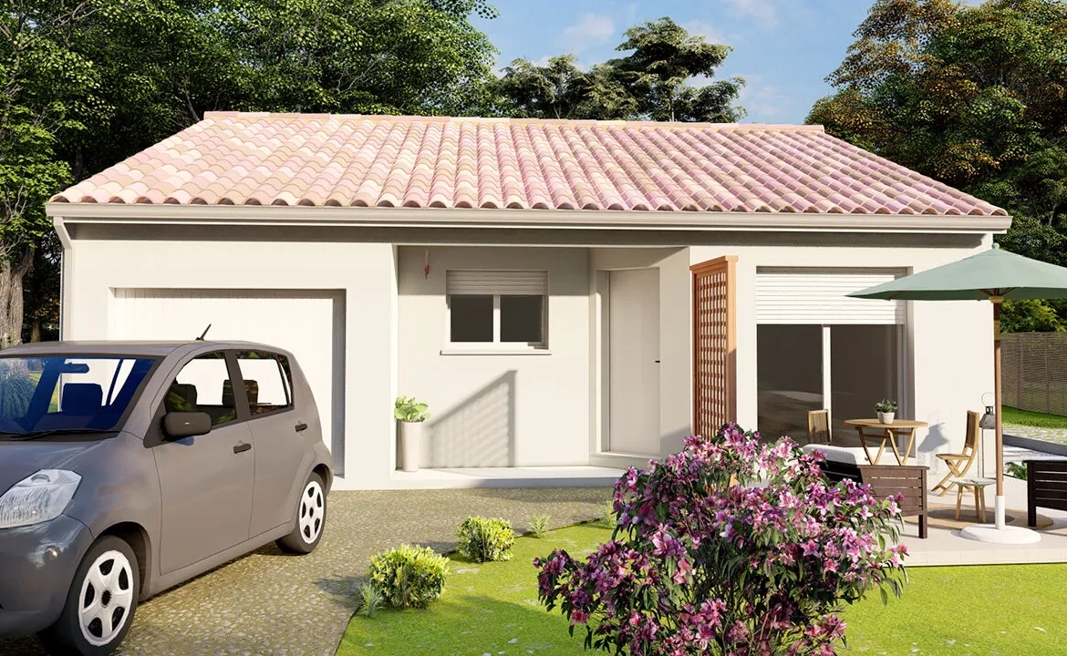 Maison familiale moderne à Cunèges avec 3 chambres et garage, tout compris 