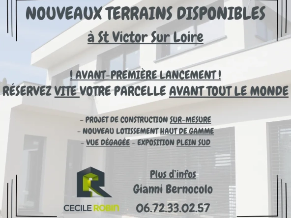 Lotissement de parcelles à Saint-Victor-sur-Loire avec vues dégagées et maison sur-mesure