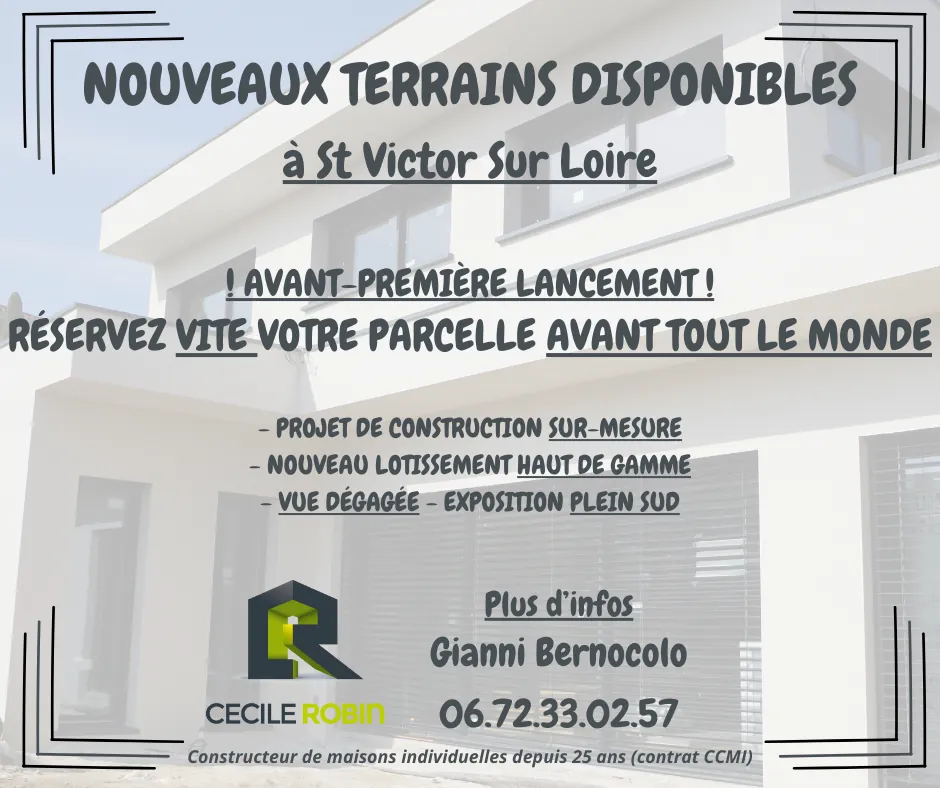 Lotissement de parcelles à Saint-Victor-sur-Loire avec vues dégagées et maison sur-mesure 
