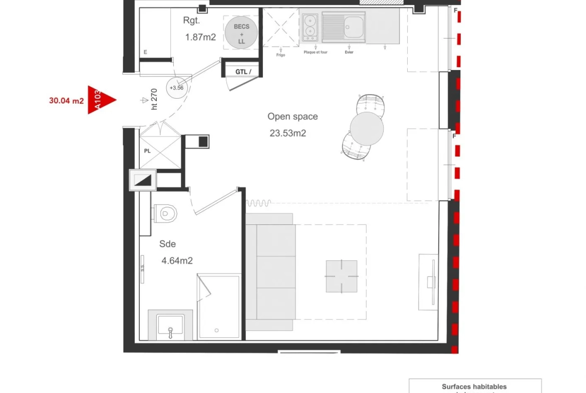 Appartement T1 de 31m² à Vendre à Tours near Saint-Julien, résidence haut de gamme 
