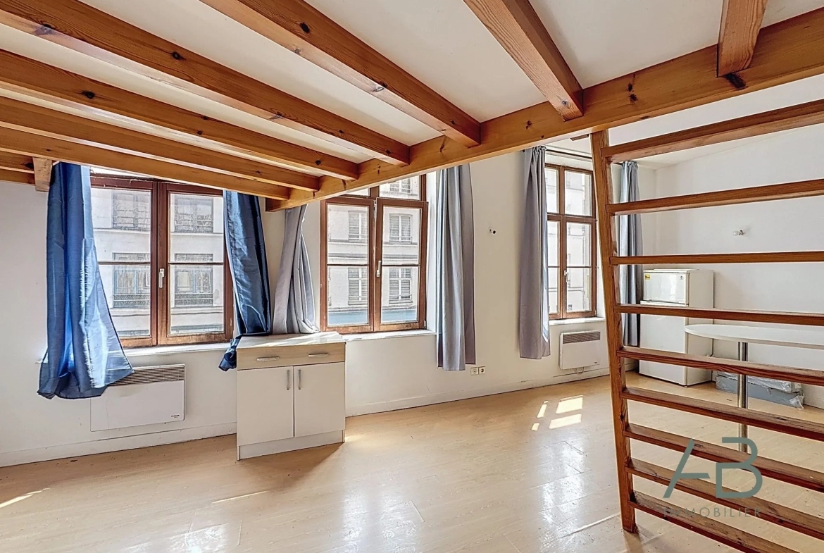 Vente studio lumineux dans le Vieux Lille avec cuisine équipée et grande luminosité 