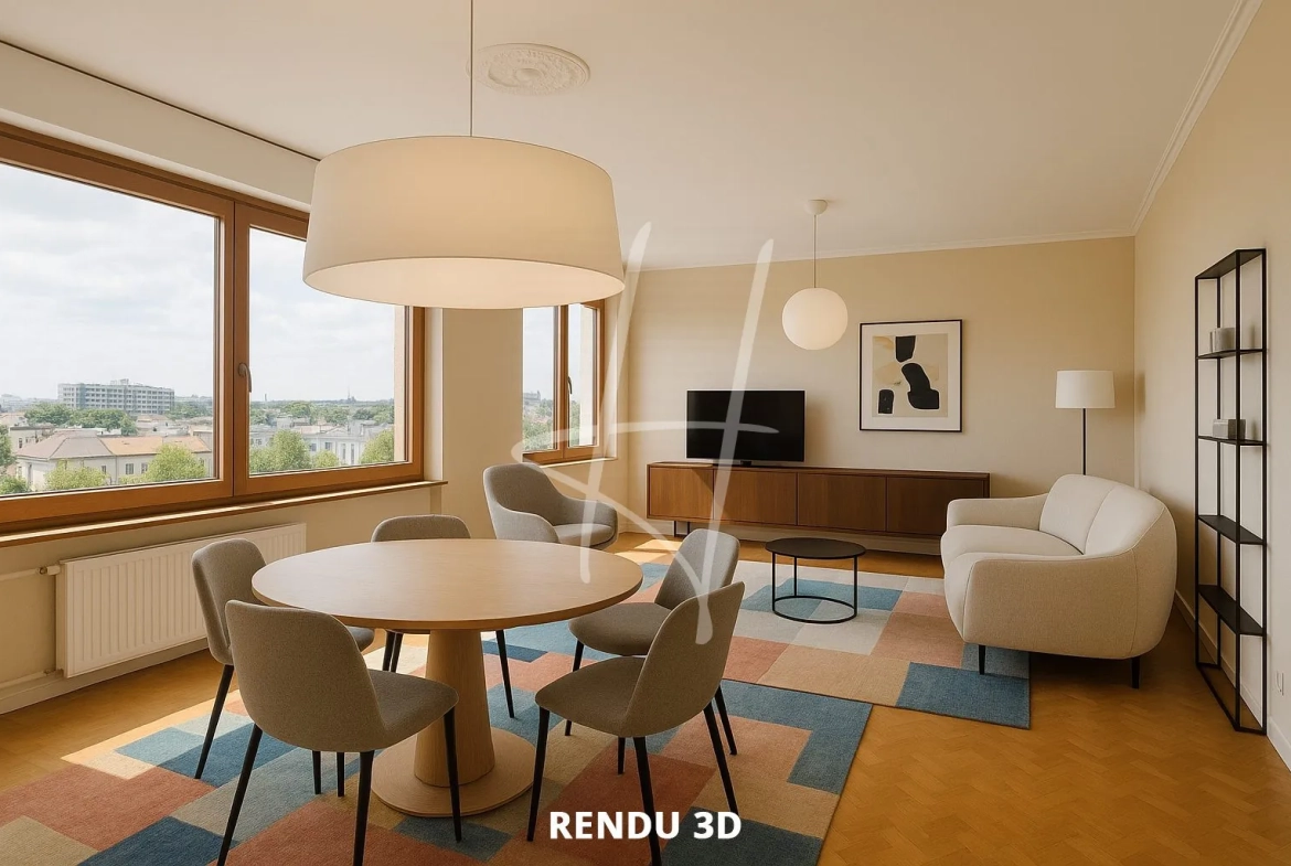 Appartement T5 lumineux de 101 m² à Metz avec cheminée, cave et proximité commodités 