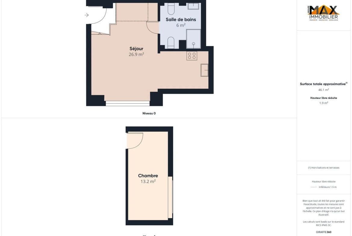 Appartement F2 duplex lumineux à Ajaccio, centre-ville - idéal investissement ou résidence principale 