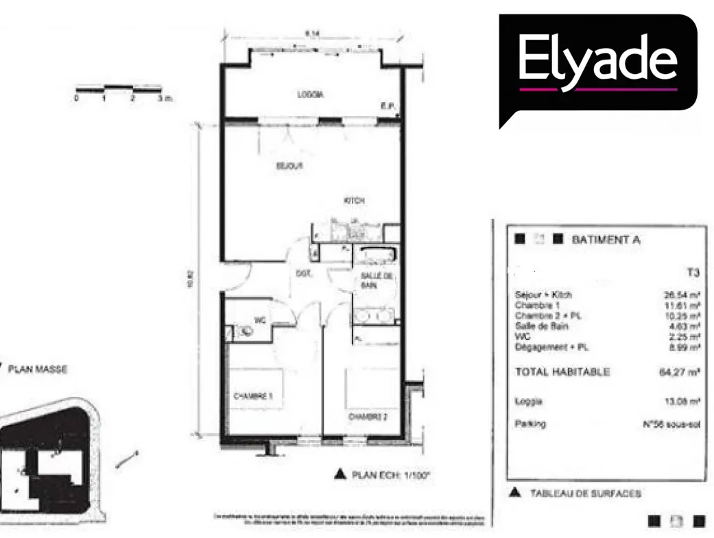 Appartement T3 de 63,65 m² à Toulouse Purpan avec loggia et parking 