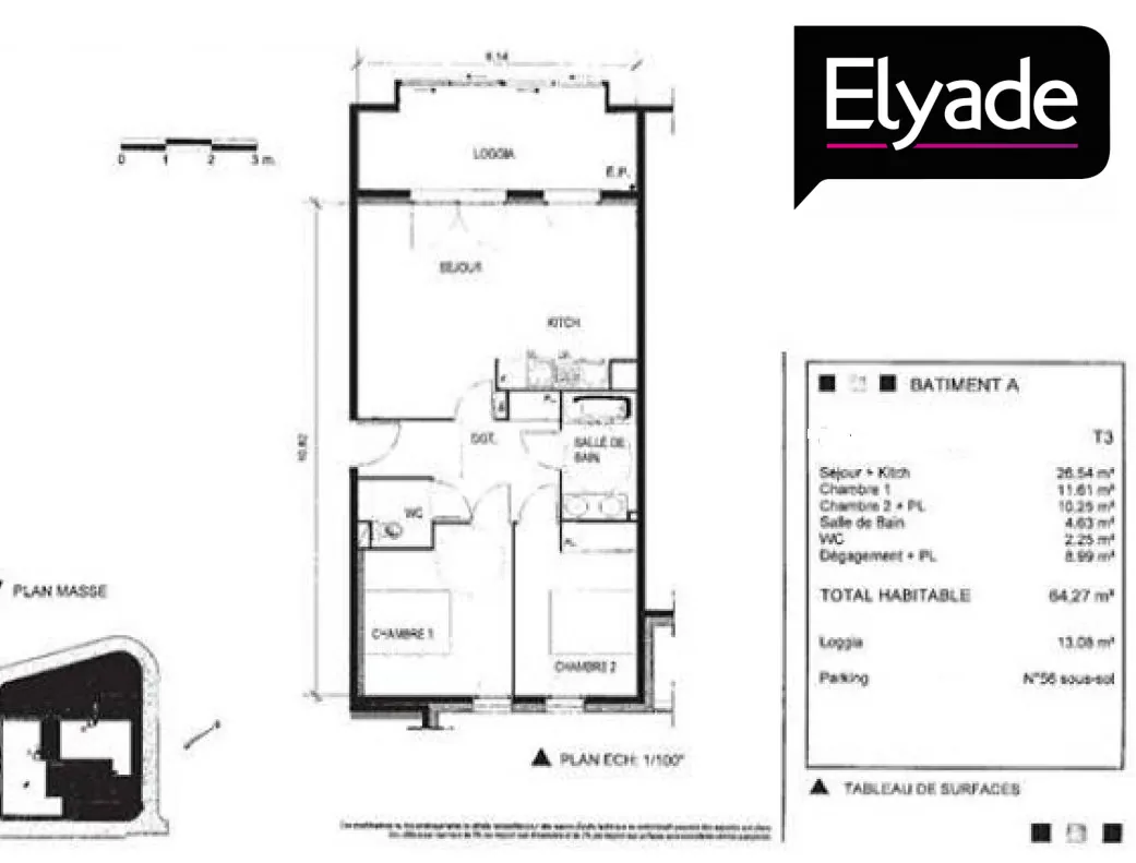 Appartement T3 de 63,65 m² à Toulouse Purpan avec loggia et parking 