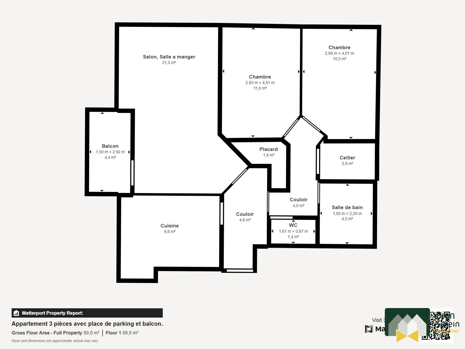 Appartement T3 lumineux avec balcon à Chartres - 72,92 m² 