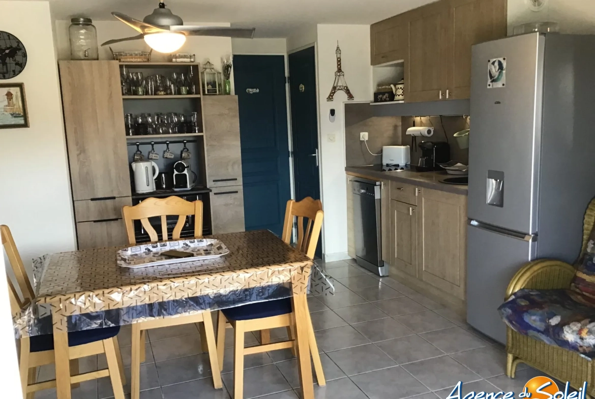 Maison T2 avec mezzanine, terrasse vue lac, piscine, proche commodités à Le Barcarès 