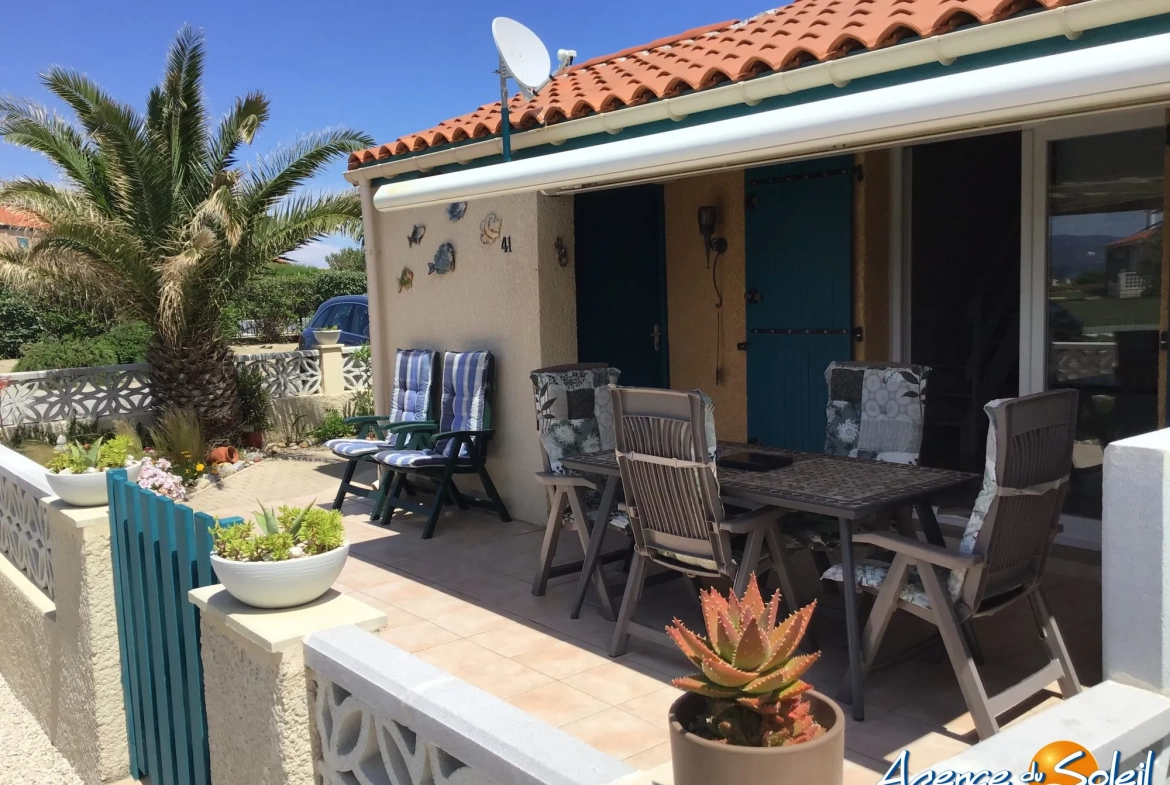 Maison T2 avec mezzanine, terrasse vue lac, piscine, proche commodités à Le Barcarès 